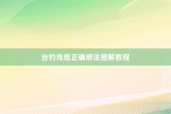 台钓线组正确绑法图解教程